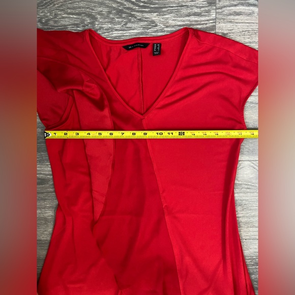 NWOT, H by Halston Red VNeck Assymetrical Hemline Midi Dress Women’s Size XS - Picture 11 of 14